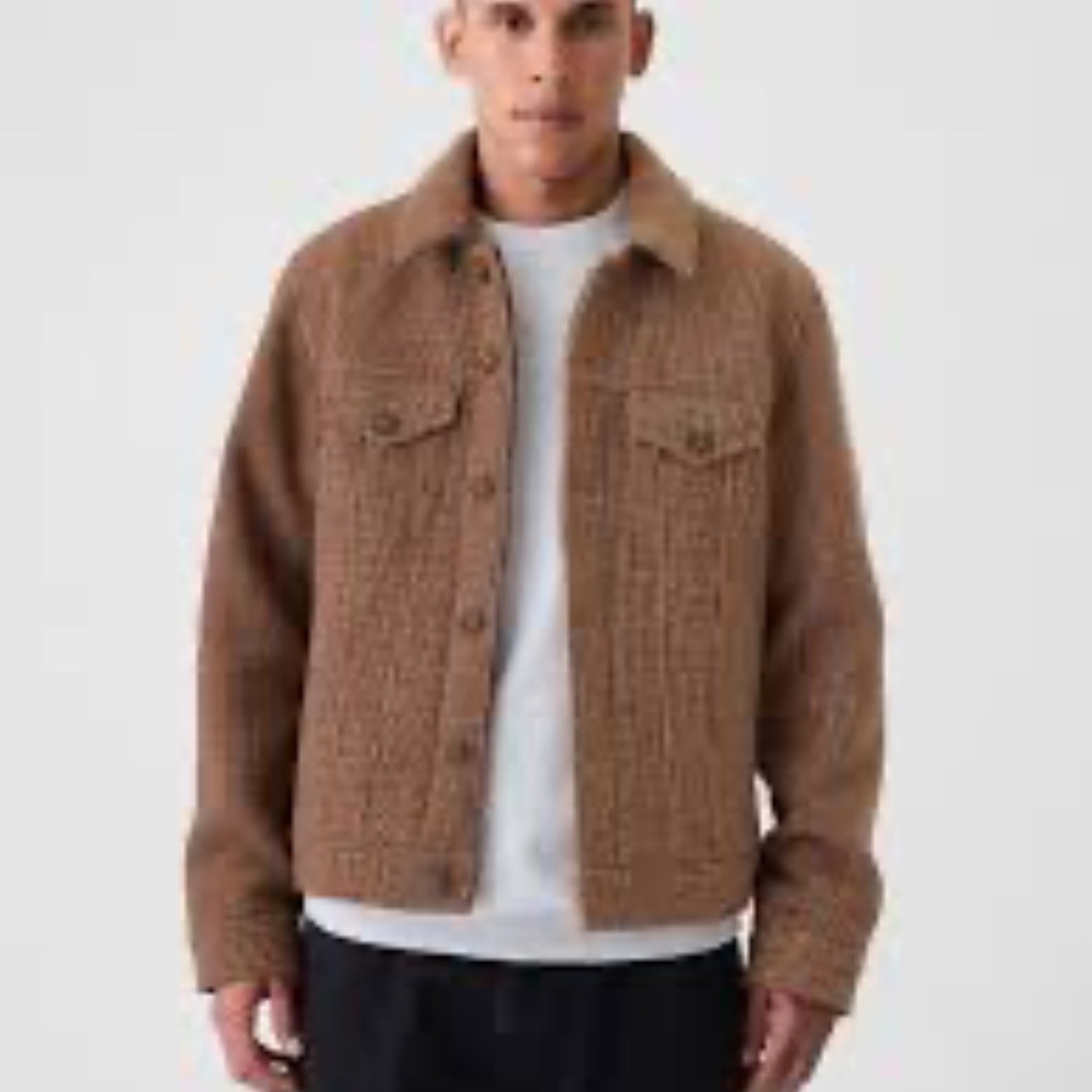 NEW Gap wool houndstooth trucker jacket Medium